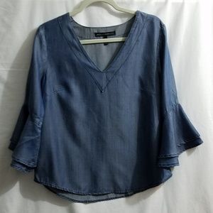 White House Black Market Denim Blouse Sz 10